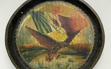 PAINTED MEXICAN EAGLE WITH SNAKE WOODEN TRAY