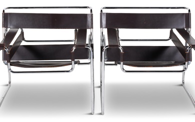 PAIR OF MARCEL BREUER "WASSILY" CHAIRS, CIRCA 1980 29 1/4 x 31 1/2 x 26 1/2 in. (74.3 x 80 x 67.3 cm.)