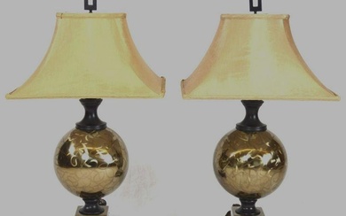 PAIR UTTERMOST ETCHED COPPER FINISH MODERN LAMPS