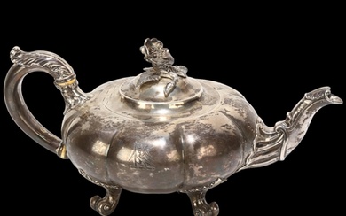 PAUL STORR - a fine quality William IV silver pumpkin teapot...