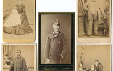 PHOTOGRAPHS. A leather-bound album containing 47 cartes-de-visite photographs, including topographic