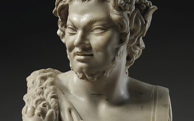 PROBABLY BY JEAN RAON (1630-1707), FRENCH, CIRCA 1700, A WHITE MARBLE BUST OF A SATYR