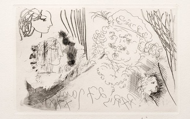 Pablo Picasso (Spanish, 1881-1973) Etching on Montval Laid Paper 1934, "Rembrandt Et Tetes De Femme