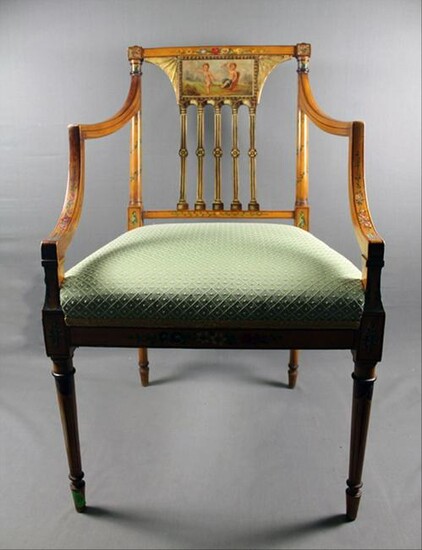 Painted Adam Style Armchair 34 7/8" 22 1/2" 18 3/4"