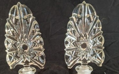 Pair Crystal Art Deco Perfume Bottles & Stoppers