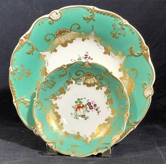 Pair Early European Porcelain Hand Painted Plates