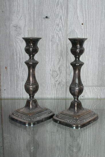 Pair English Silver Plated Candlesticks