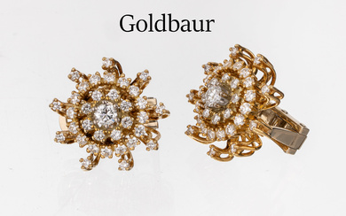 Pair of 18 kt gold brilliant-earrings , YG 750/000, brilliants...