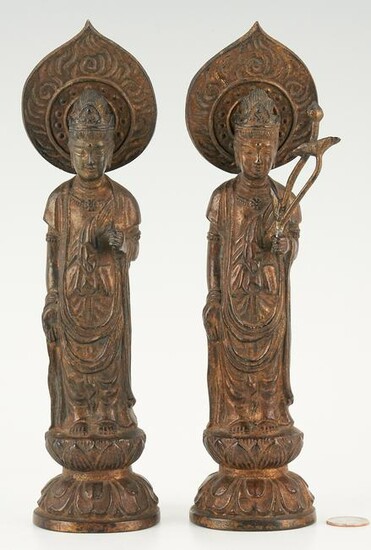 Pair of Asian Bronze Models of Guanyin