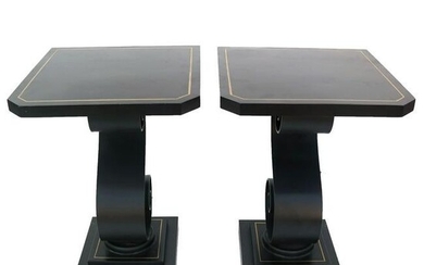 Pair of Black Metal Console Tables