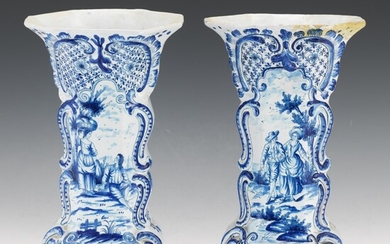 Pair of Flared Delft Vases