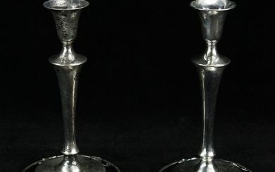 Pair of Frank Smith Woodlily Sterling Candlesticks