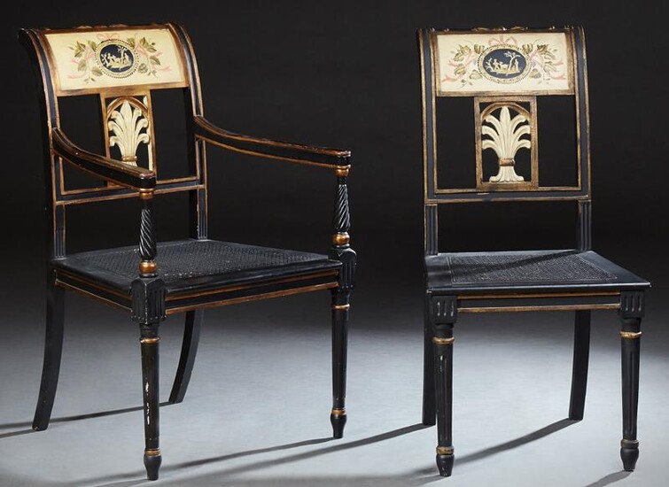 Pair of French Louis XVI Style Cane Seat Chairs, early