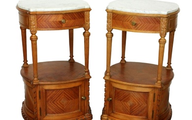 Pair of French Louis XVI style shaped top night stands