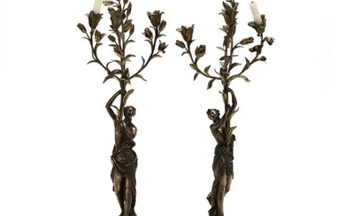 Pair of Neoclassical Style DorÃ© Bronze and Marble