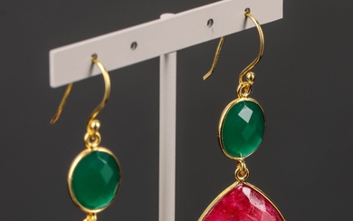 Pair of gold-plated sterling silver cocktail earrings (2)