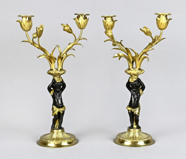 Pair of very decorative bronze cand