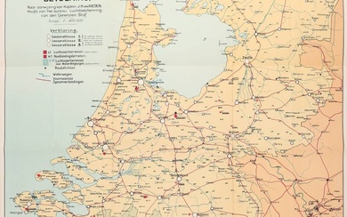 [Pays-Bas]. "Kaart voor de luchtbescherming in Nederland, ten dienste van de bevolking". Grande carte imprimée...