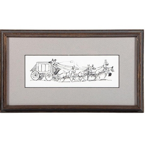 Pen and ink drawing of a stagecoach attributed to Edward Borein (1872-1943).