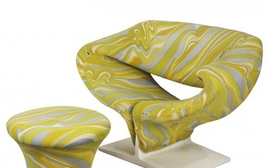 Pierre Paulin, Ribbon chair and ottoman for Artifort