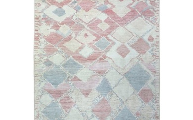 Pink, Soft Wool Hand Knotted, Boujaad Moroccan Berber Oriental Rug