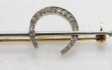 Platinum and 18KY Gold, Ruby and Diamond Pin