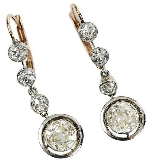 Platinum & 18kt. Diamond Earrings