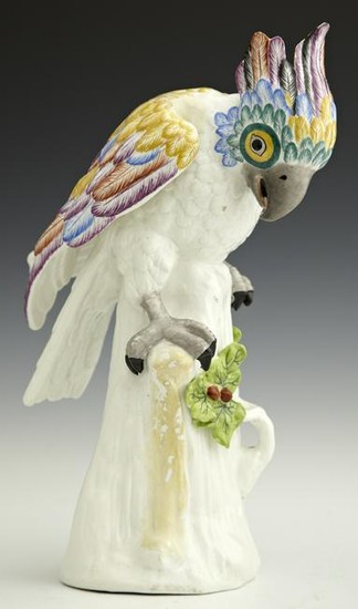 Polychromed Porcelain "Dresden" Parrot, early 20th c.