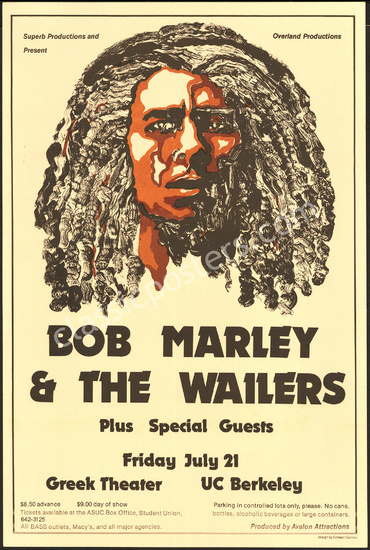 Popular Bob Marley Greek Theater Poster