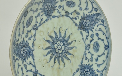 QING DAOGUANG PERIOD BLUE AND WHITE PLATE 清 道光青花盘