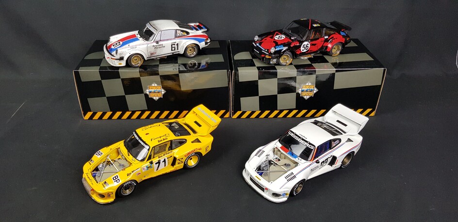 RACING LEGENDS - QUATRE PORSCHE échelle 1/18 : 2x Porsche 934RSR 2x Porsche 935 Dans...