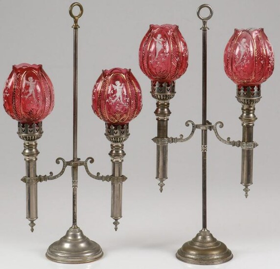 RARE PAIR MARY GREGORY LAMPS, C. 1880