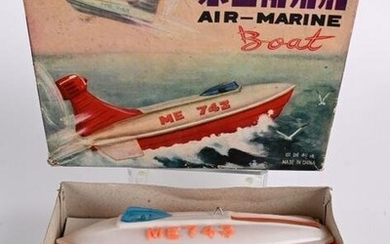 RED CHINA BATTERY OP AIR-MARINE BOAT w/ BOX