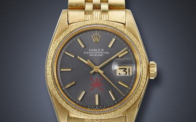 ROLEX, RARE YELLOW GOLD 'DATEJUST', WITH RED KHANJAR SYMBOL, REF. 1611