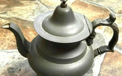 Rare 19thc Antique L. J. Curtiss Pewter Teapot