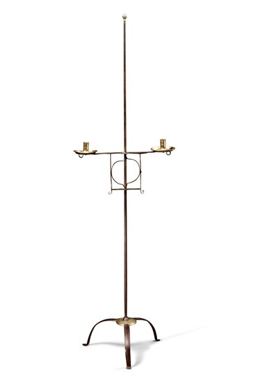 Rare American Wrought-Iron and Brass Candlestand, Circa 1740