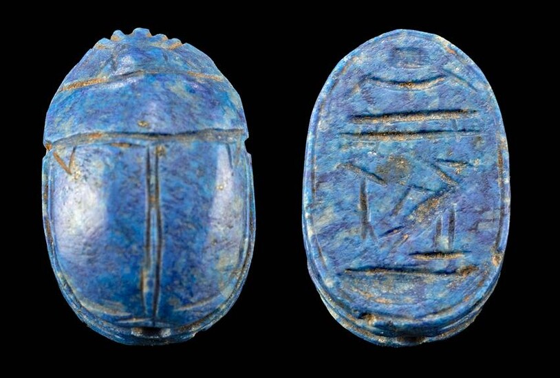 Rare Translated Egyptian Lapis Lazuli Scarab