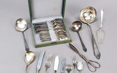 Remaining cutlery, German, maker's mark WMF, Geislingen, plated, curved handle, 10 knives and