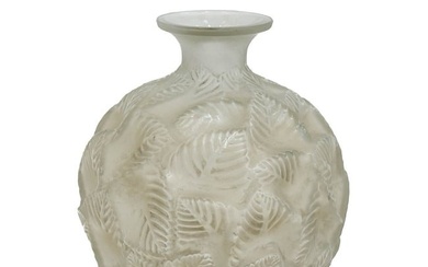 Rene Lalique France Art Glass Leaf Vase Ormeaux