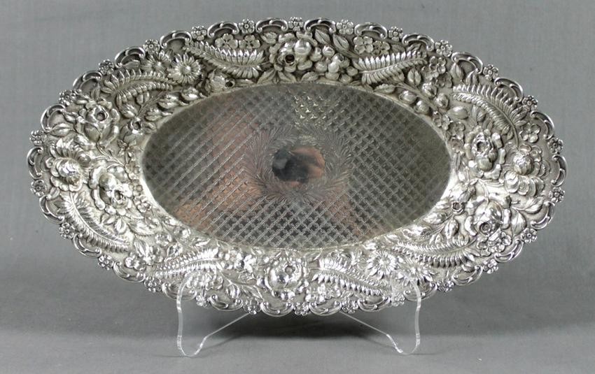 Repousse Sterling Silver Bread Dish