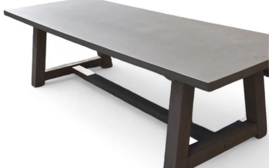 Restoration Hardware French Beam Concrete and Teak Dining Table - Retail $6150