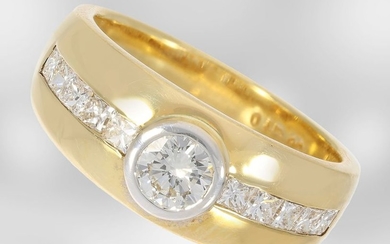 Ring: classic brilliant/diamond band ring, 18K gold, goldsmith...