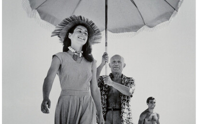 Robert Capa (1913-1954), Pablo Picasso and Françoise Gilot in France (1948)
