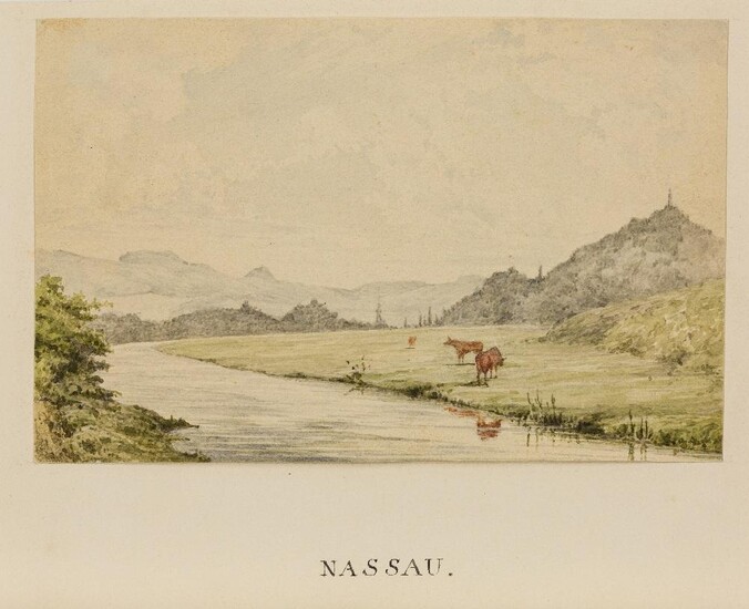 Robert Streatfield, British 1786-1852- Nassau; watercolour on paper, inscribed 'NASSAU.' (on the mount), further inscribed 'Nassau' (on the reverse), 9.2 x 14.3 cm., (unframed). Provenance: Collection of William Drummond.; Private Collection, UK...