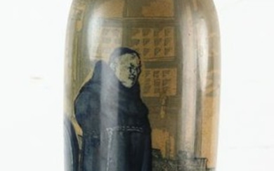 Royal Doulton Earthenware Vase with Monk