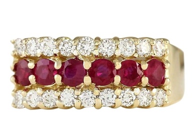 Ruby Diamond Ring 14K Yellow Gold