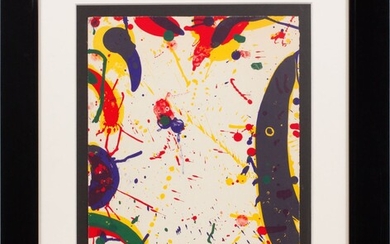 SAM FRANCIS (AMER, 1923-94), LITHOGRAPH IN COLORS ON WOVE PAPER, 1964, H 17.75" W 12.25", BLUE BONES