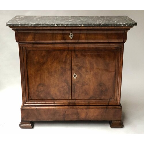 SIDE CABINET, 19th Century French Louis Philippe burr walnut...