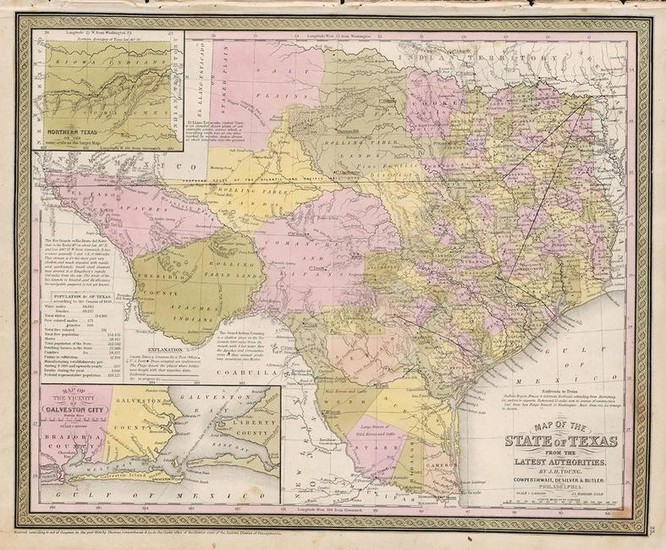 Scarce Cowperthwait, Desilver, Butler map of Texas