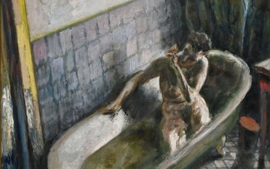 Serge IVANOFF (1893 - 1983) Femme au bain huile sur carton, cachet...